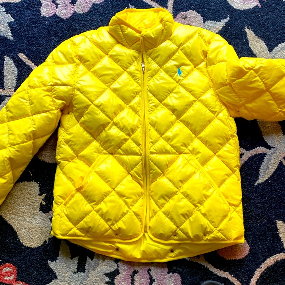 Ralph Lauren girls youth yellow shirt cut puffer